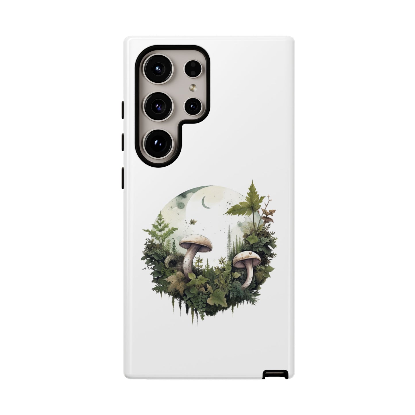 Moonlit Mushroom Tough Phone Case – Minimalist Forest Magic