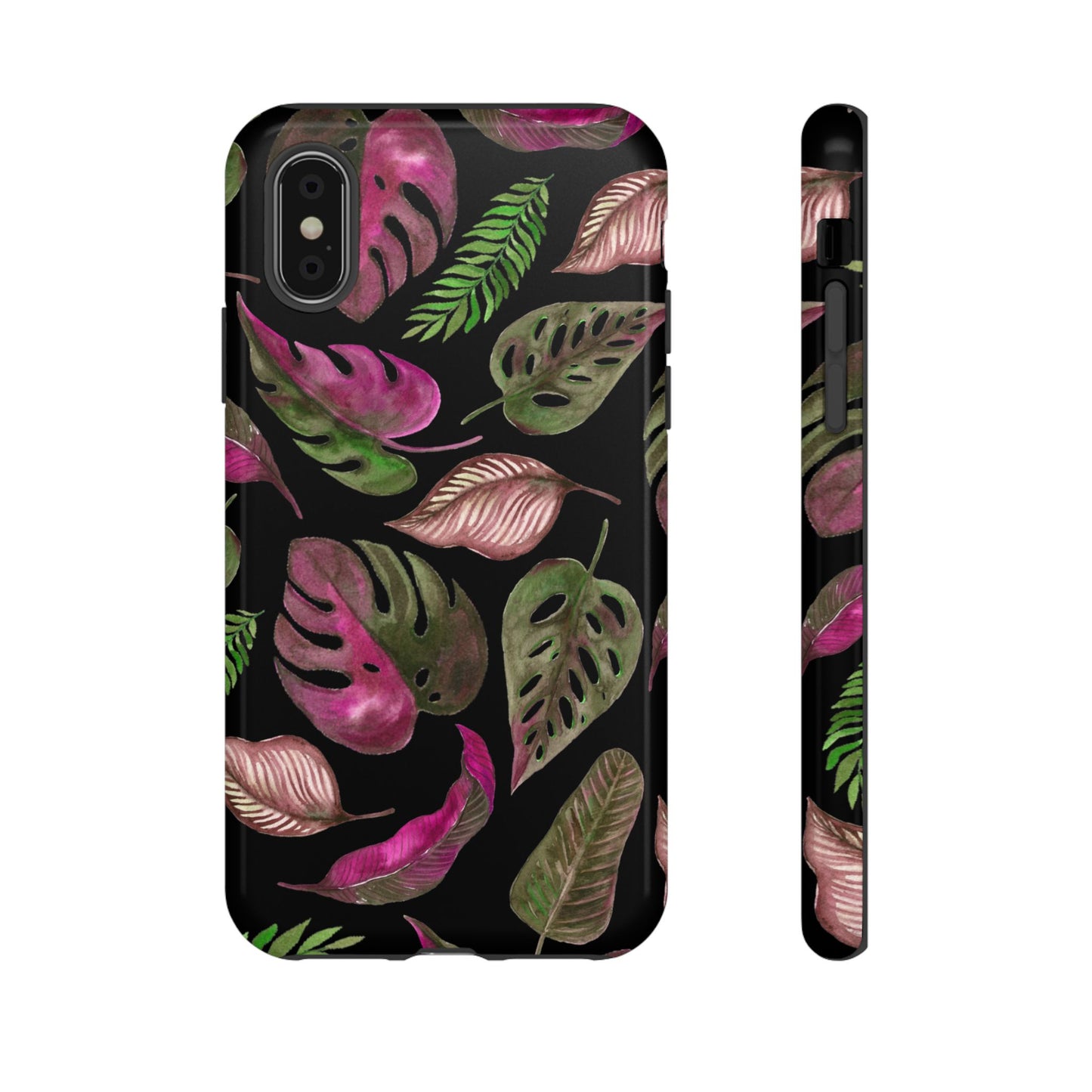 Pink & Black Tropical Leaves - Tough Case