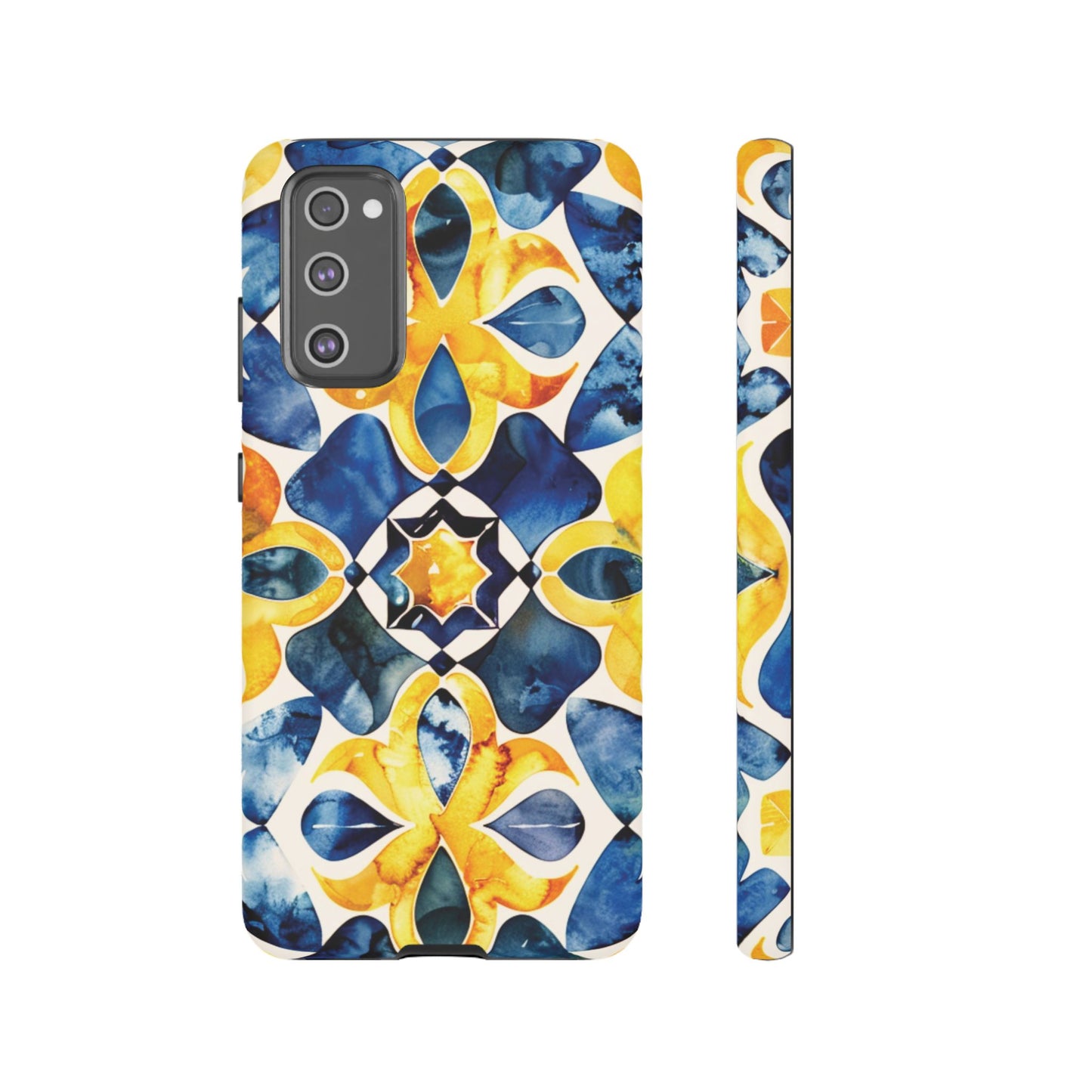 Kaleidoscope Art Phone Case - Bold Blue & Gold Geometric Design | Statement Maker Tough Case