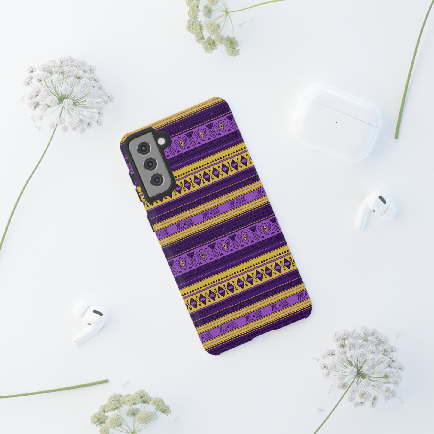 Purple & Yellow Stripes - Tough Phone Case