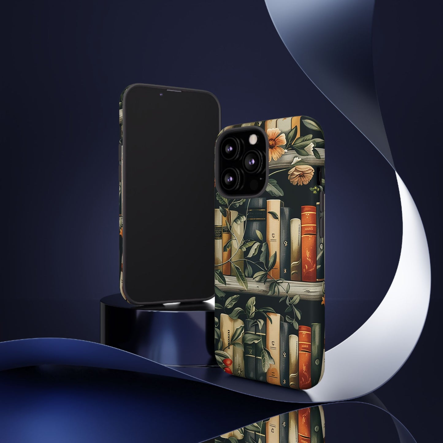 Cozy Bookshelf & Floral Tough Phone Case – Protective & Aesthetic for Book Lovers