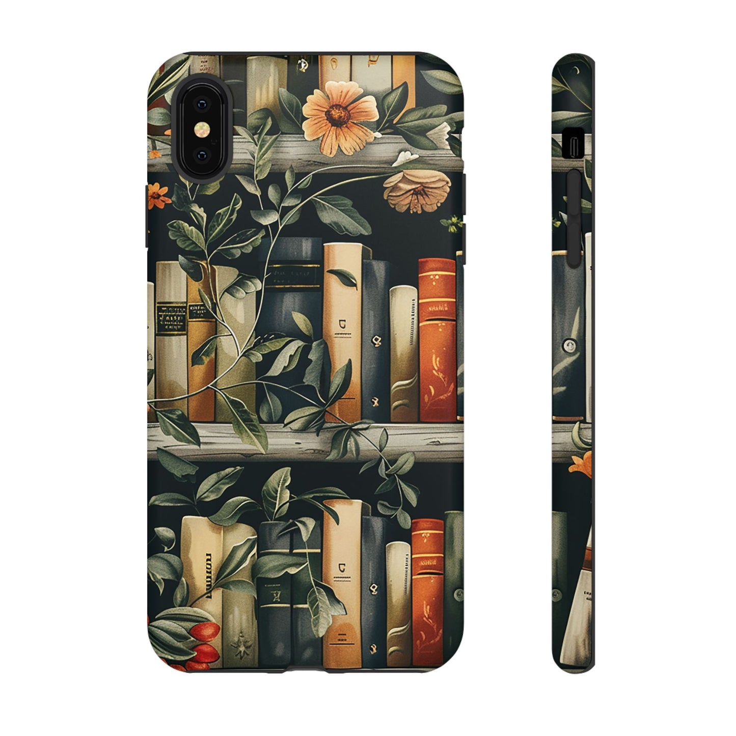 Cozy Bookshelf & Floral Tough Phone Case – Protective & Aesthetic for Book Lovers