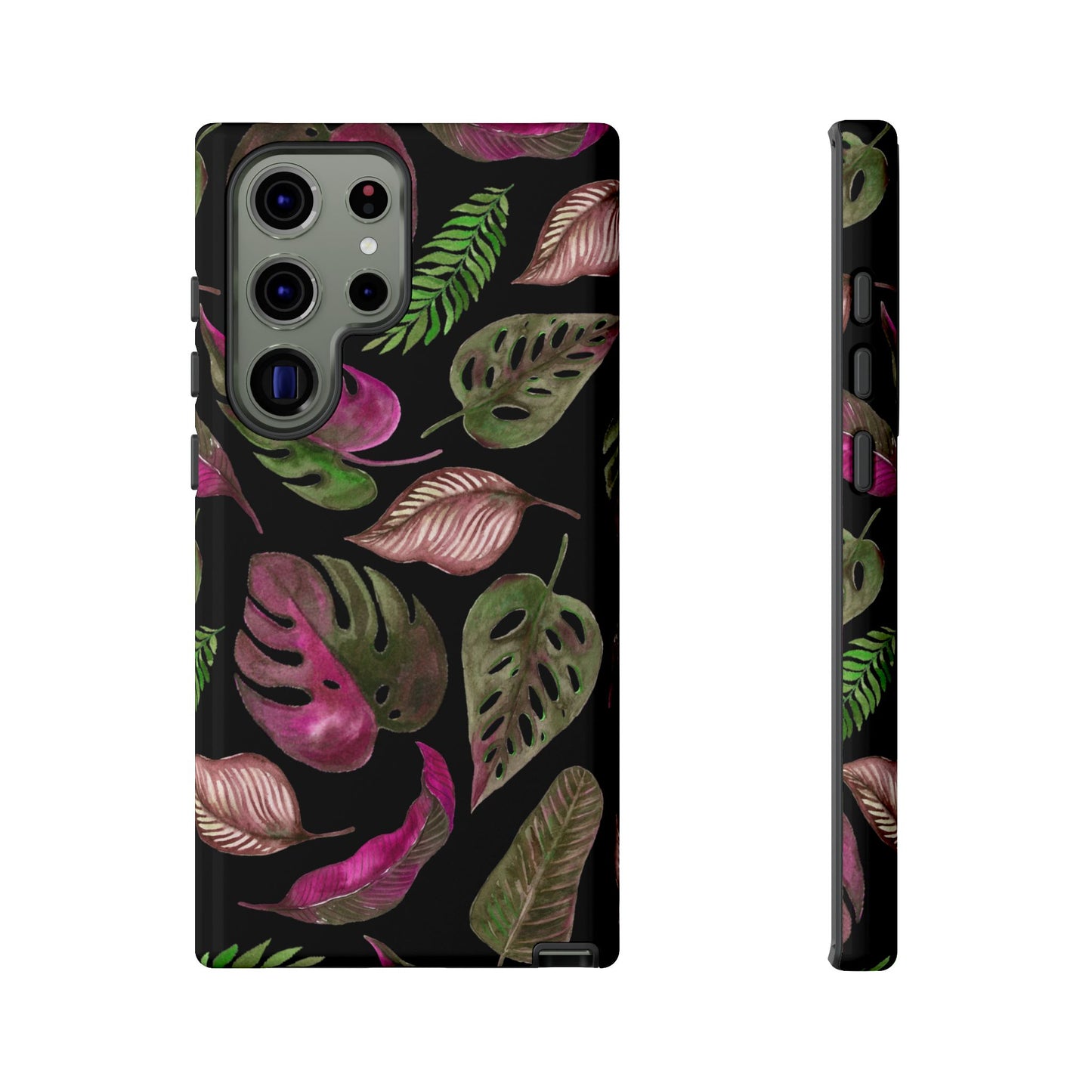 Pink & Black Tropical Leaves - Tough Case