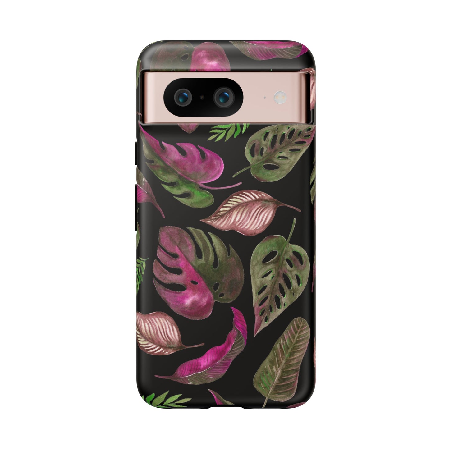 Pink & Black Tropical Leaves - Tough Case