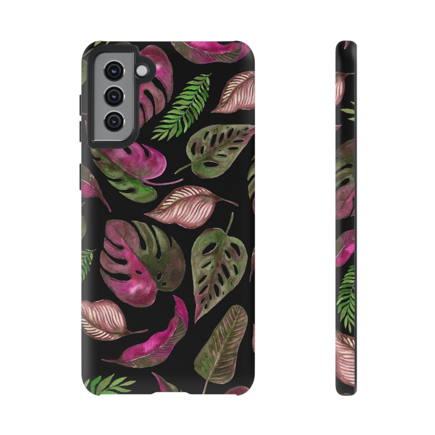 Pink & Black Tropical Leaves - Tough Case