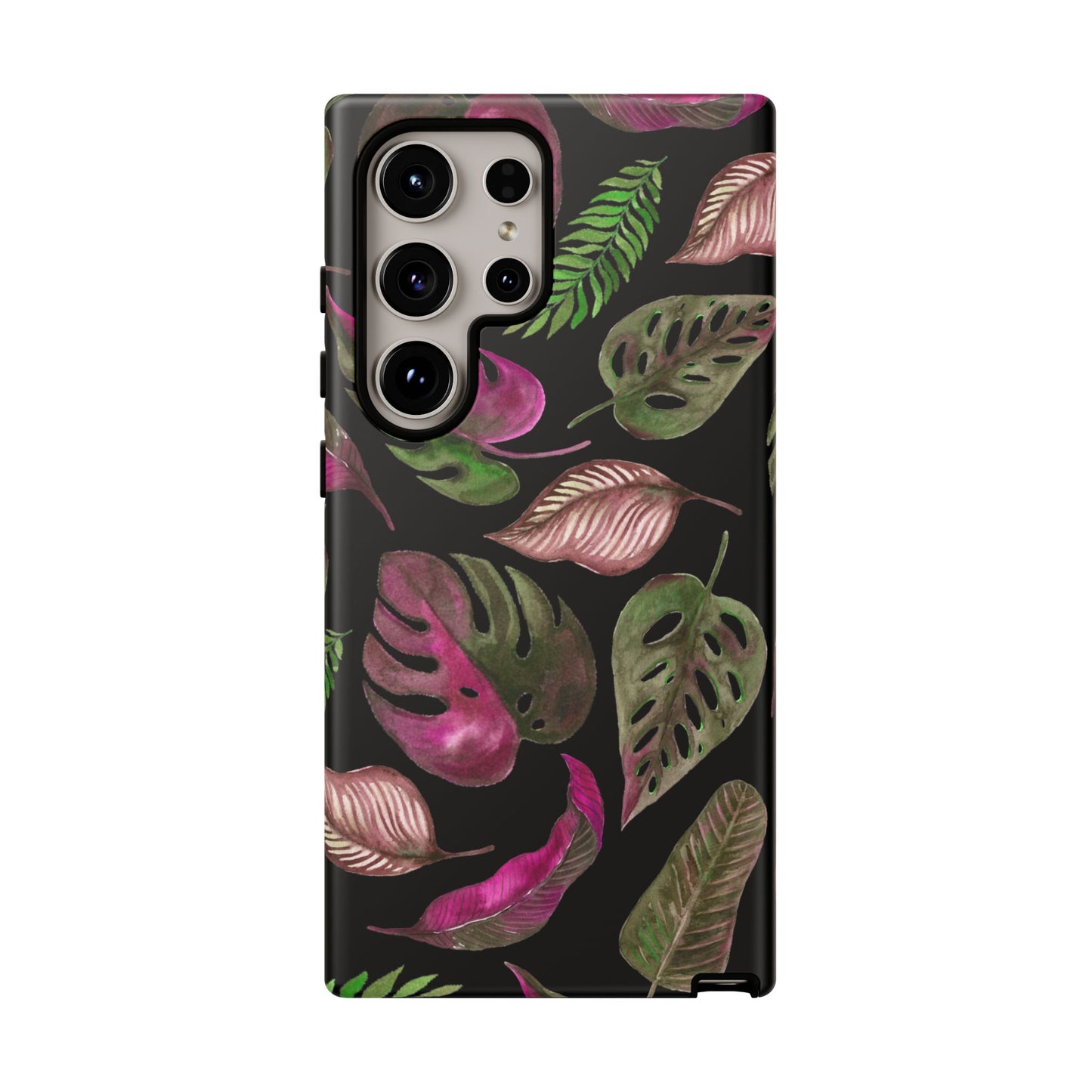Pink & Black Tropical Leaves - Tough Case