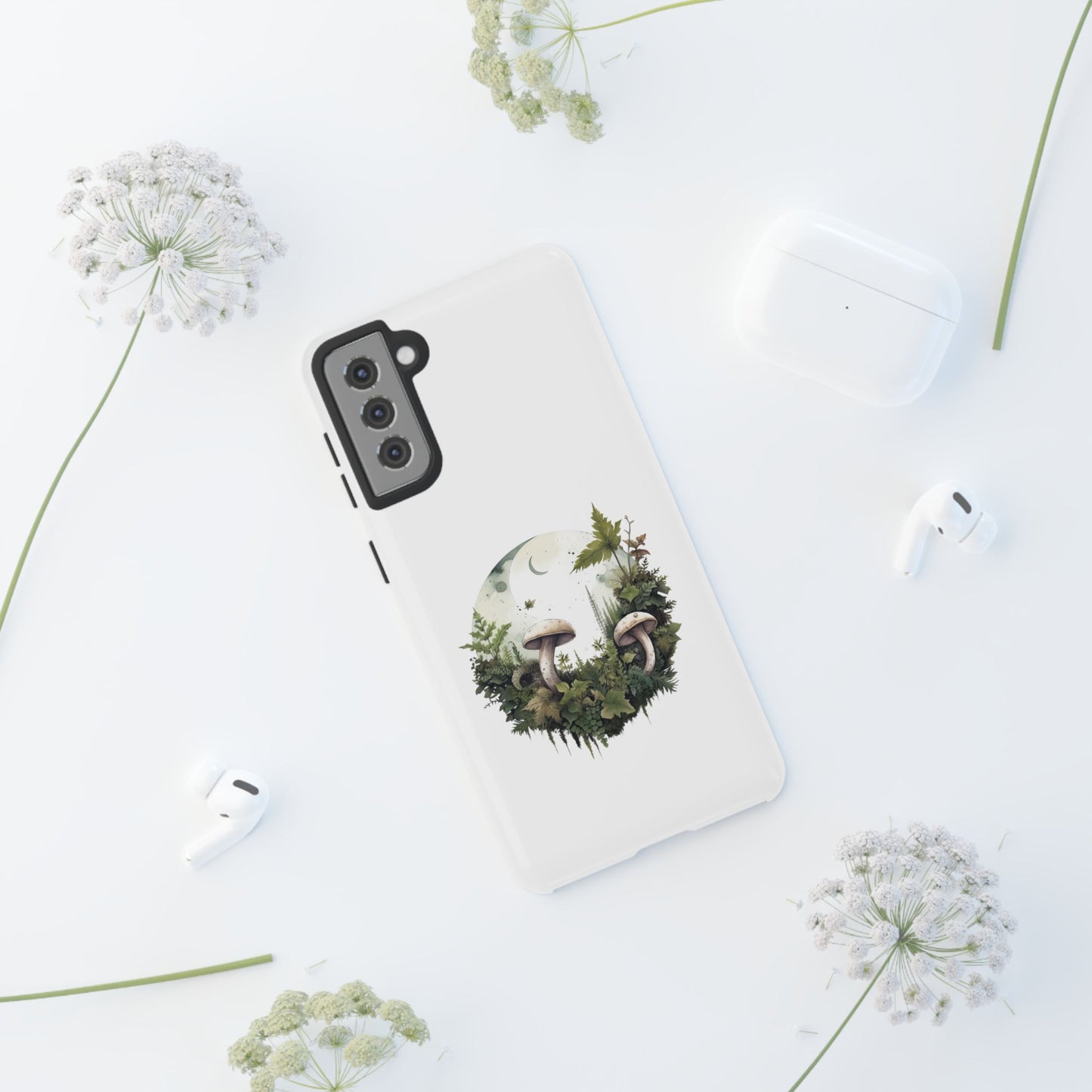 Moonlit Mushroom Tough Phone Case – Minimalist Forest Magic