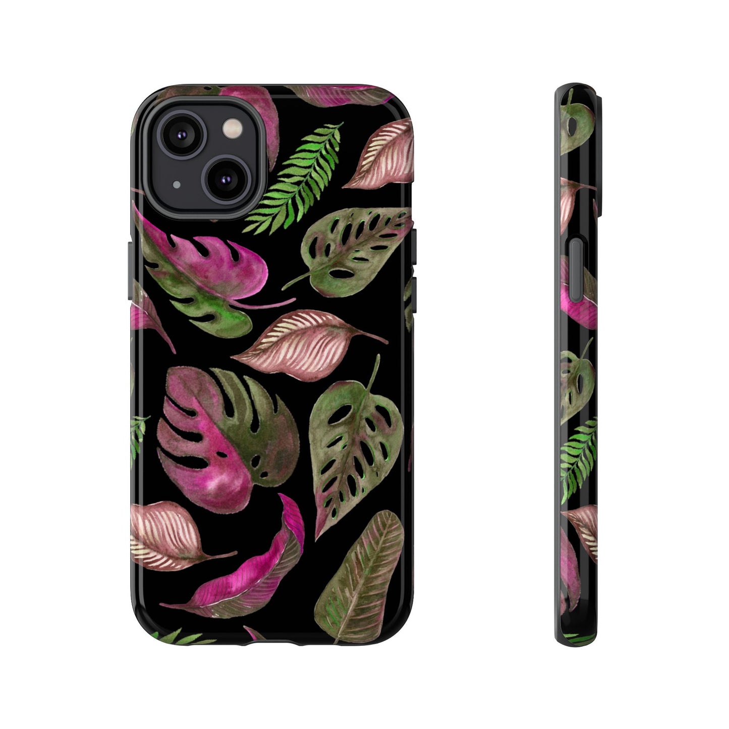 Pink & Black Tropical Leaves - Tough Case