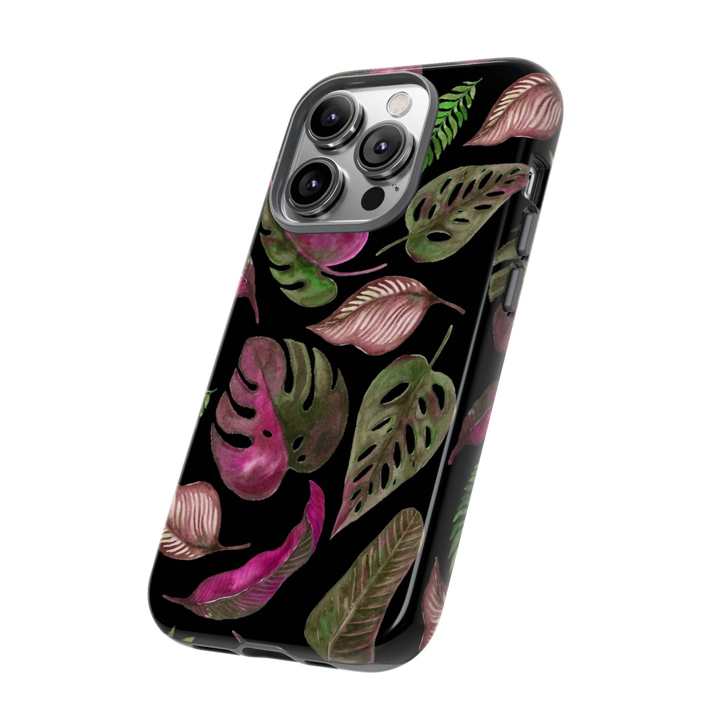 Pink & Black Tropical Leaves - Tough Case