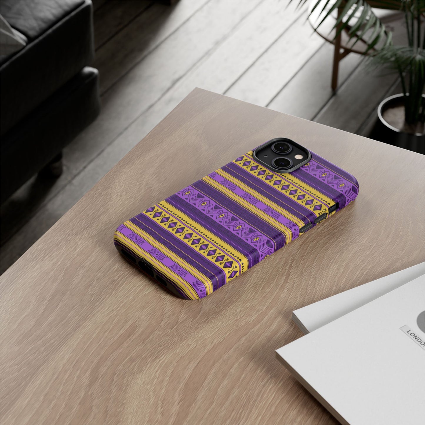 Purple & Yellow Stripes - Tough Phone Case