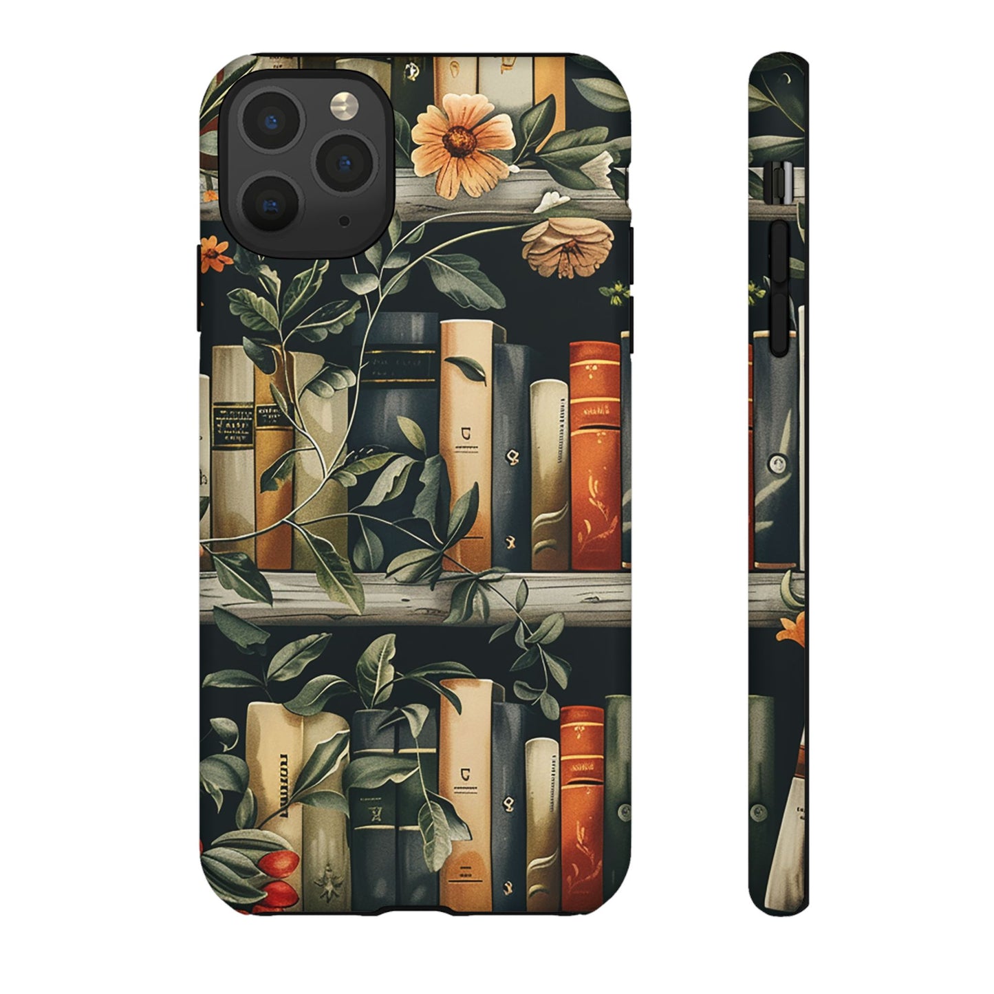 Cozy Bookshelf & Floral Tough Phone Case – Protective & Aesthetic for Book Lovers