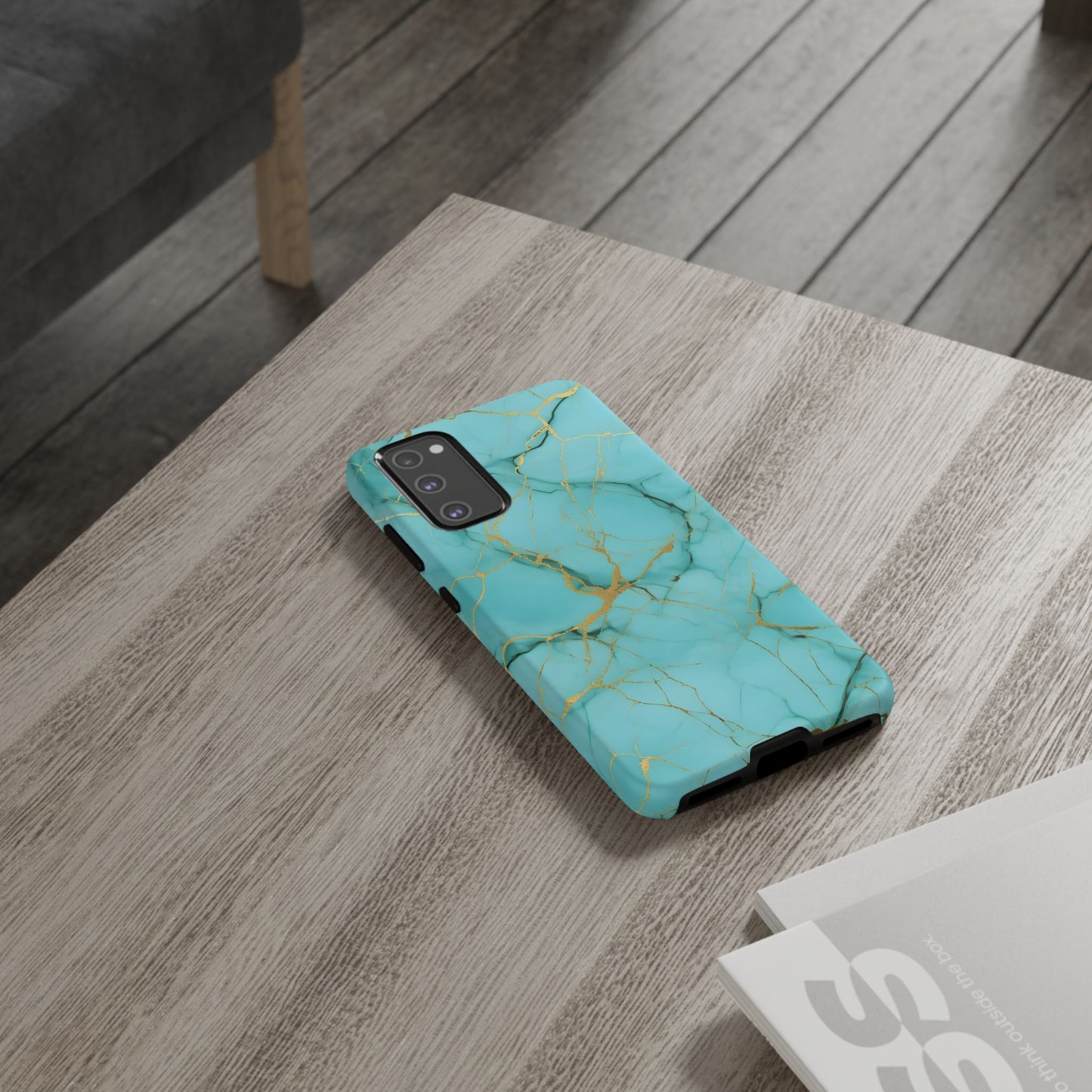 Teal Marble Tough Phone Case