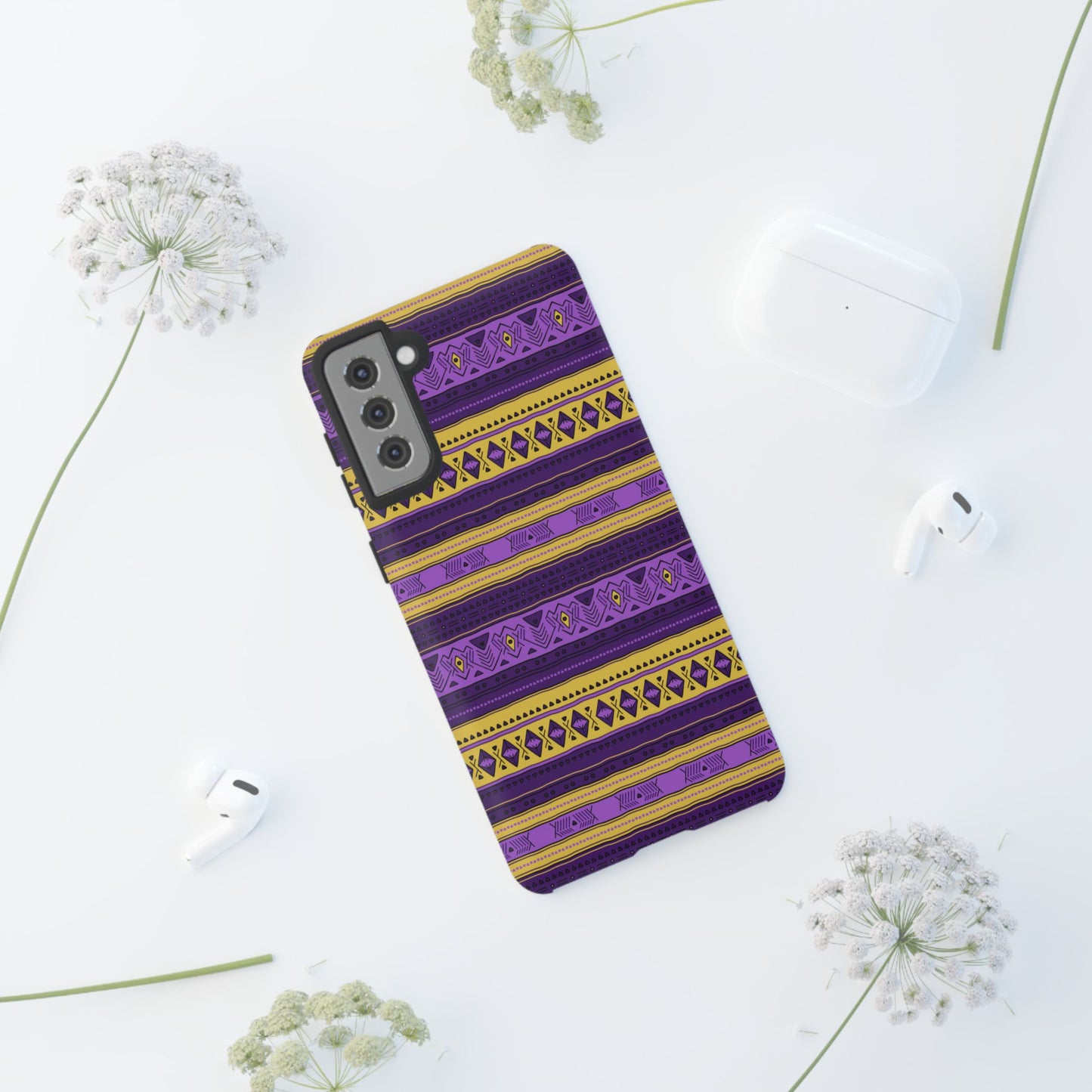 Purple & Yellow Stripes - Tough Phone Case