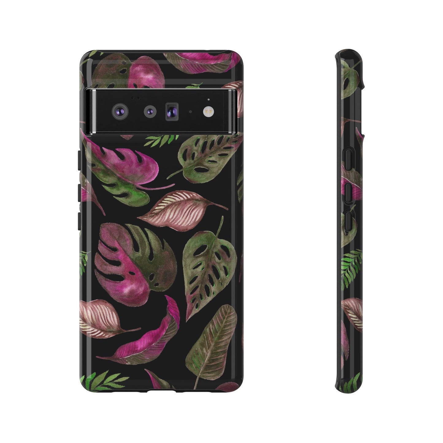 Pink & Black Tropical Leaves - Tough Case