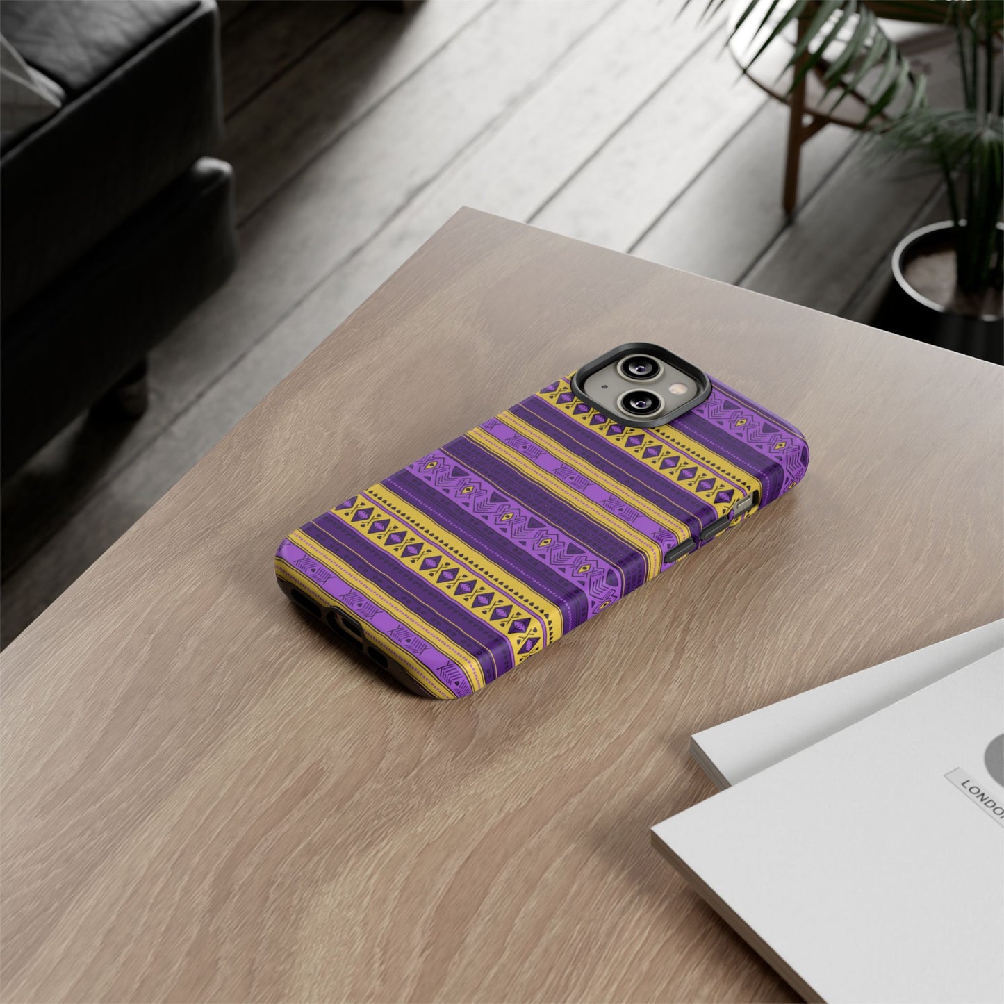 Purple & Yellow Stripes - Tough Phone Case
