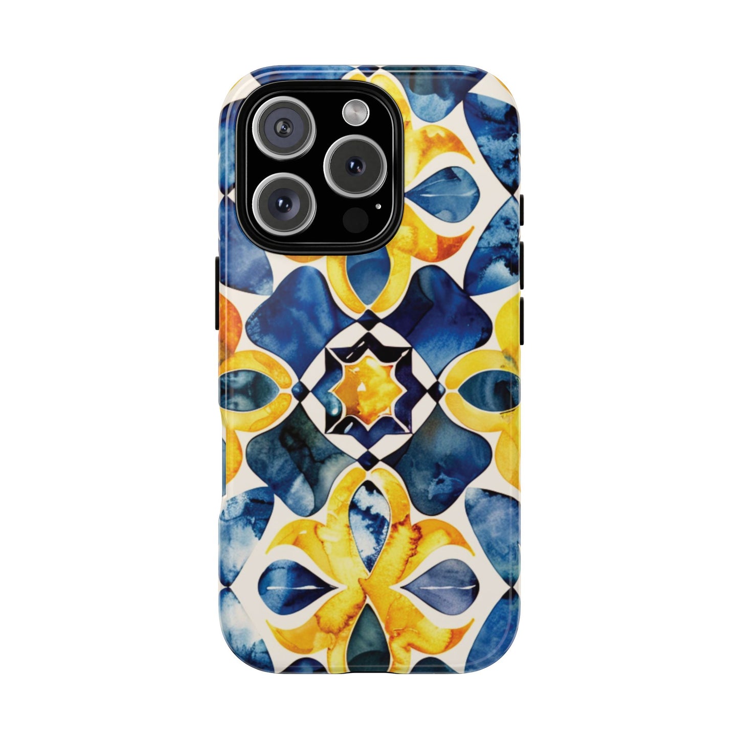 Kaleidoscope Art Phone Case - Bold Blue & Gold Geometric Design | Statement Maker Tough Case