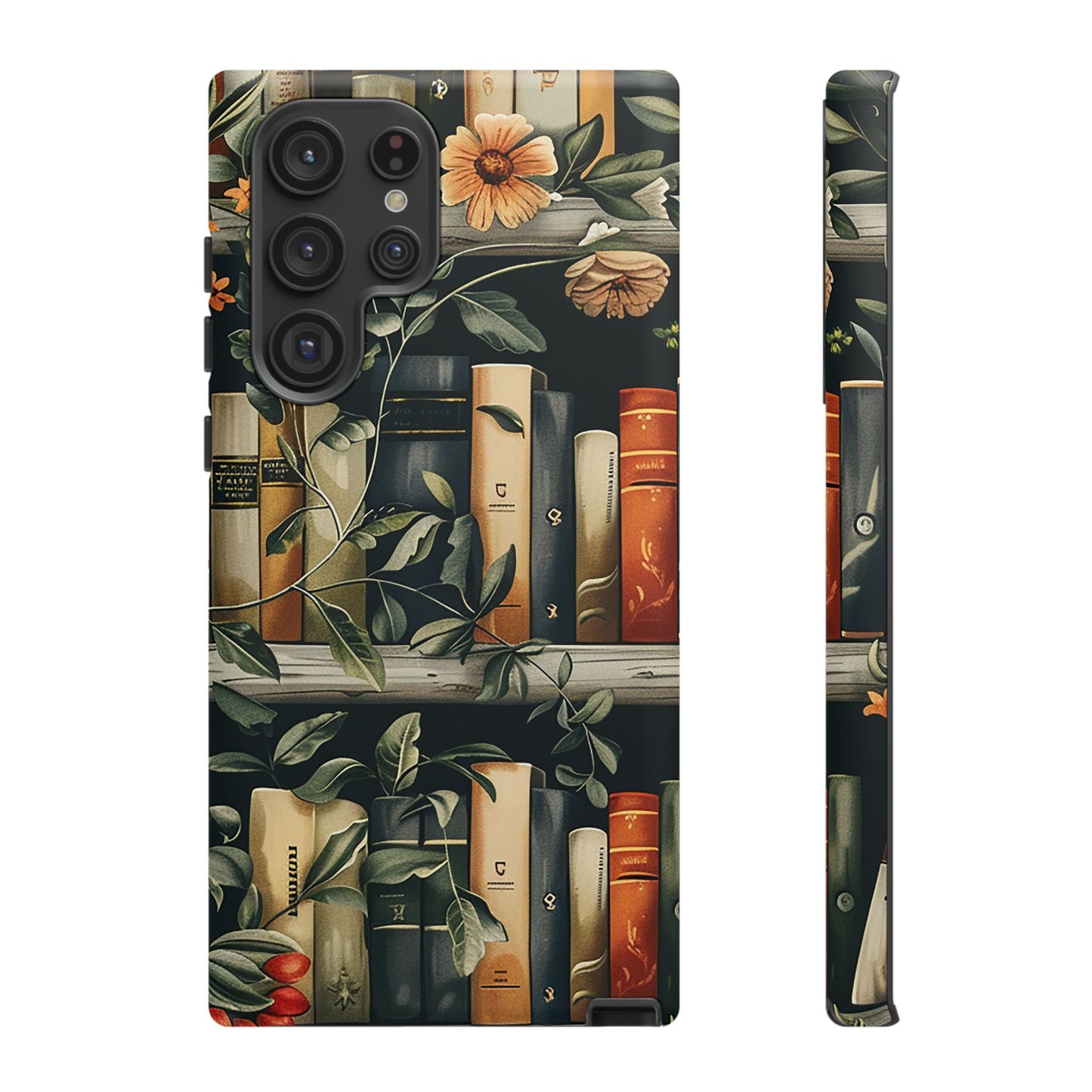 Cozy Bookshelf & Floral Tough Phone Case – Protective & Aesthetic for Book Lovers