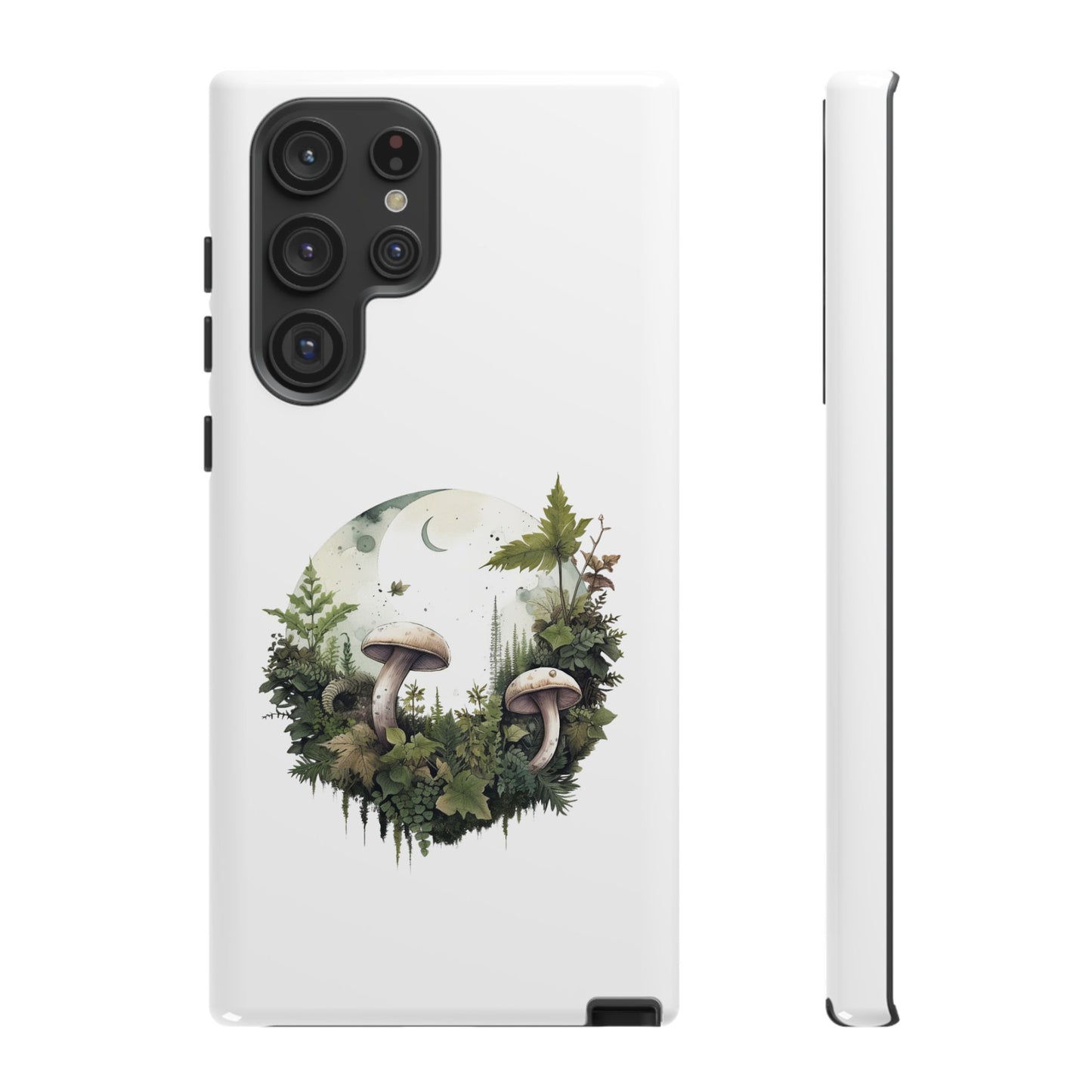 Moonlit Mushroom Tough Phone Case – Minimalist Forest Magic