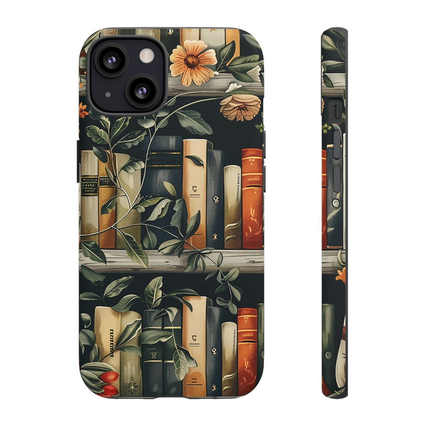 Cozy Bookshelf & Floral Tough Phone Case – Protective & Aesthetic for Book Lovers