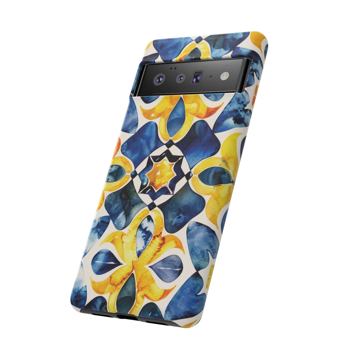 Kaleidoscope Art Phone Case - Bold Blue & Gold Geometric Design | Statement Maker Tough Case