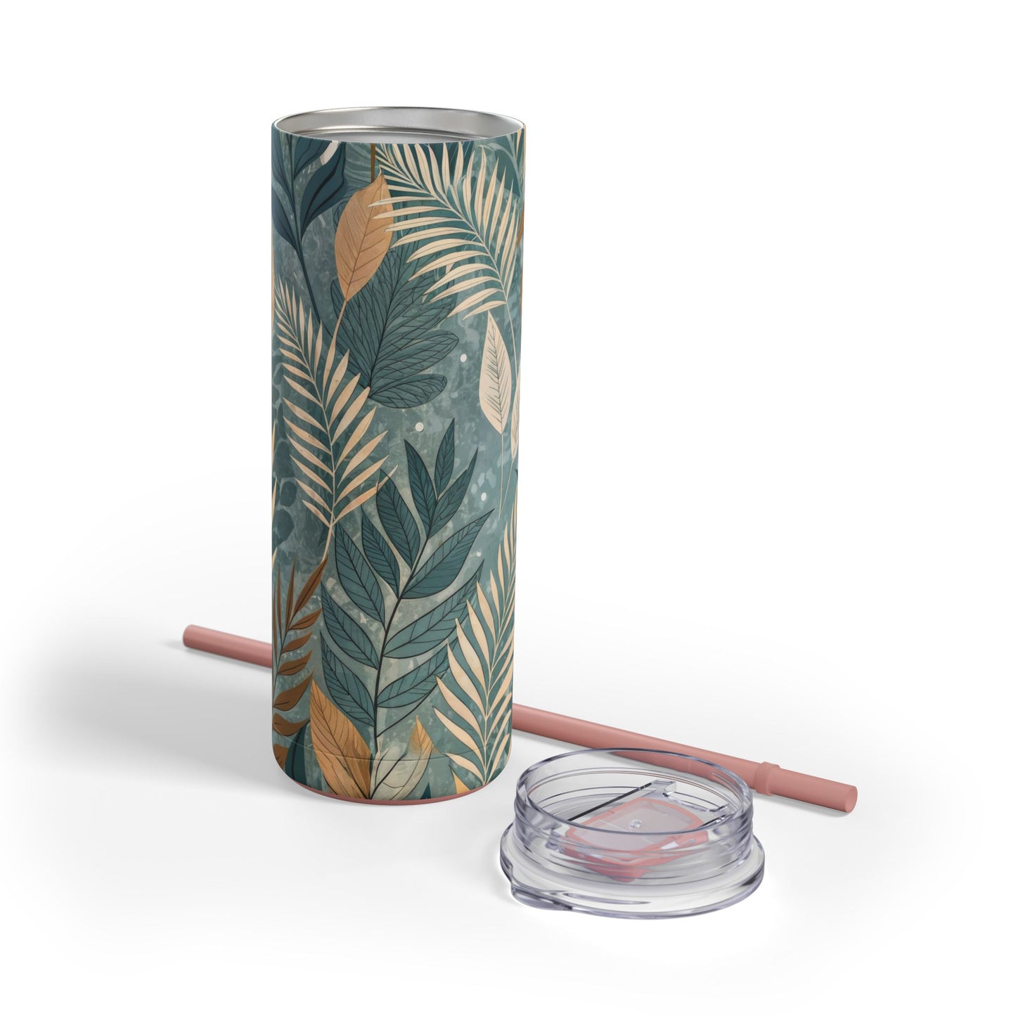 Boho Leaves Matte Skinny Tumbler – 20oz Insulated Drinkware with Plant-Lover Style