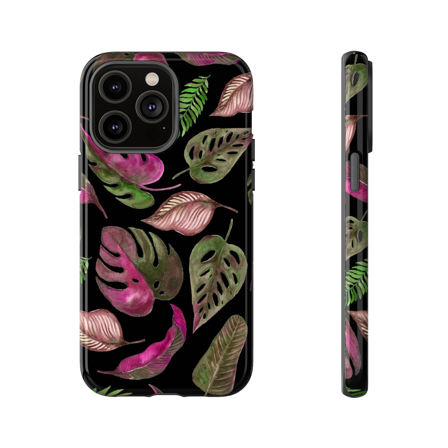 Pink & Black Tropical Leaves - Tough Case