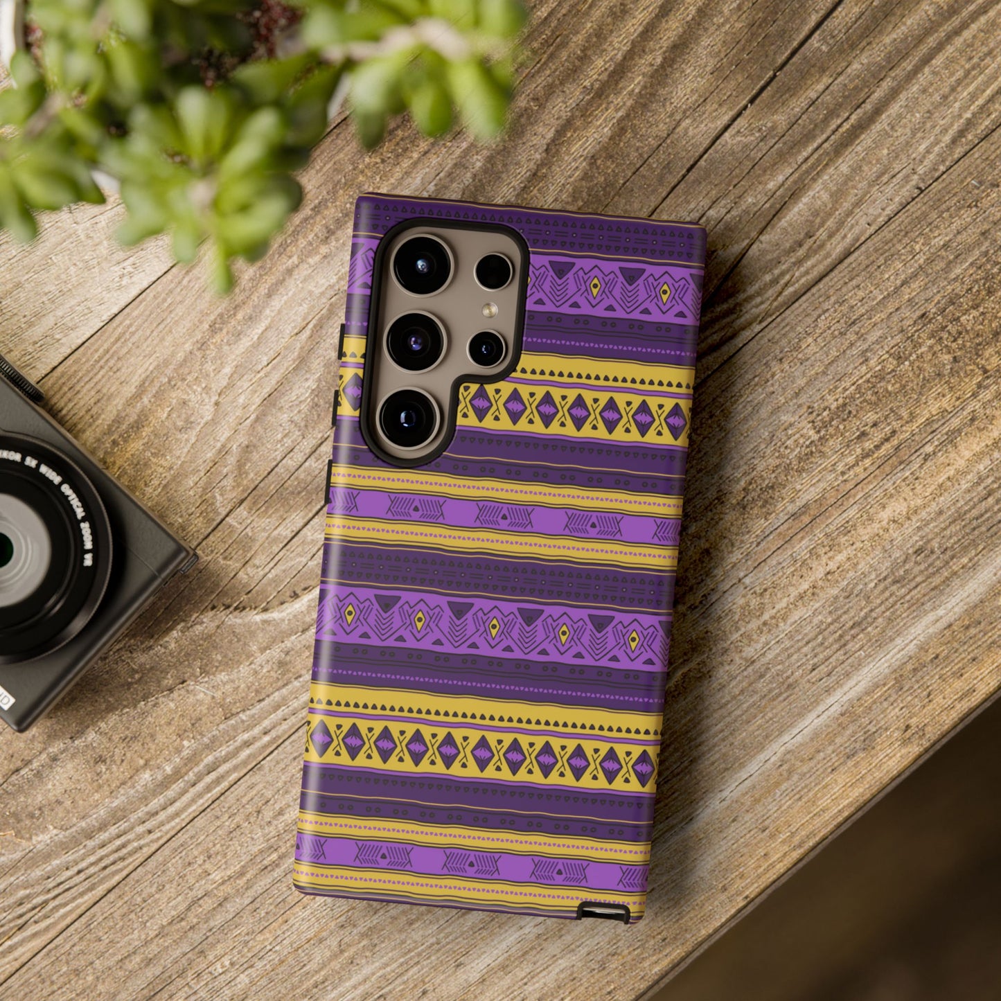 Purple & Yellow Stripes - Tough Phone Case