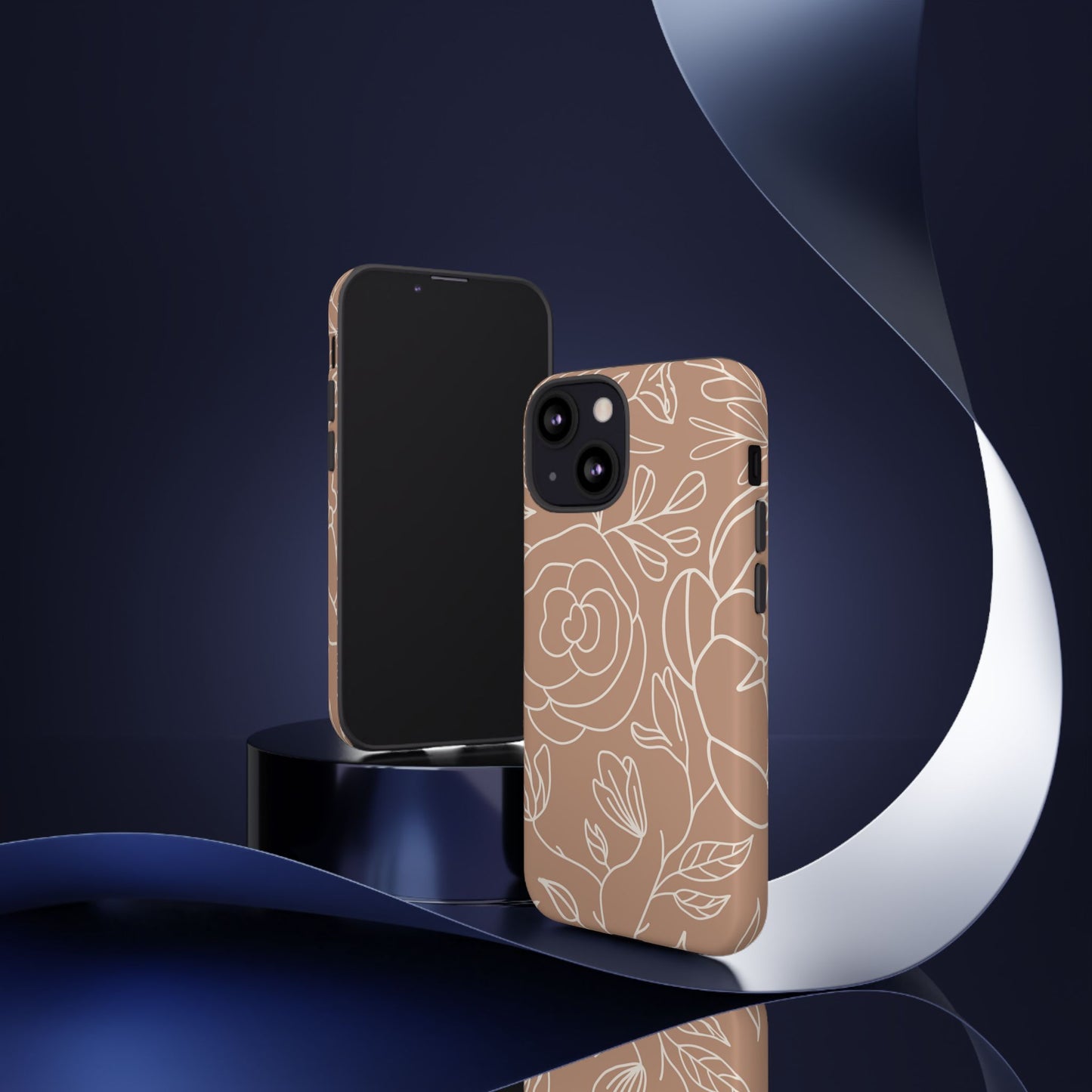 Tan & White Boho Florals - Tough Phone Case