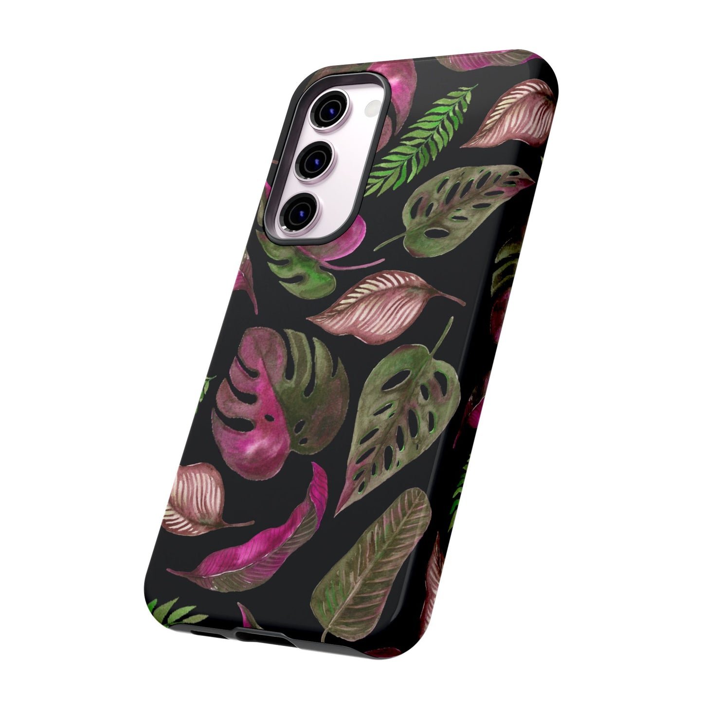 Pink & Black Tropical Leaves - Tough Case