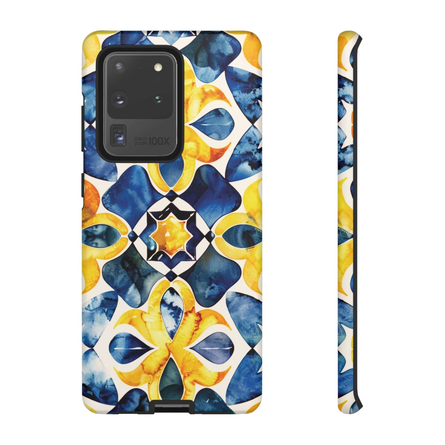 Kaleidoscope Art Phone Case - Bold Blue & Gold Geometric Design | Statement Maker Tough Case