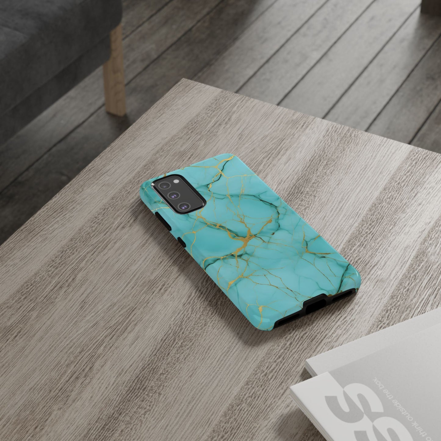 Teal Marble Tough Phone Case