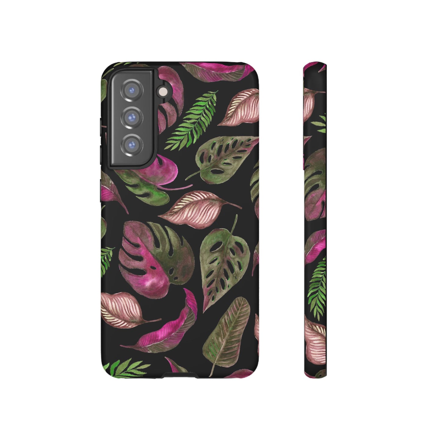 Pink & Black Tropical Leaves - Tough Case