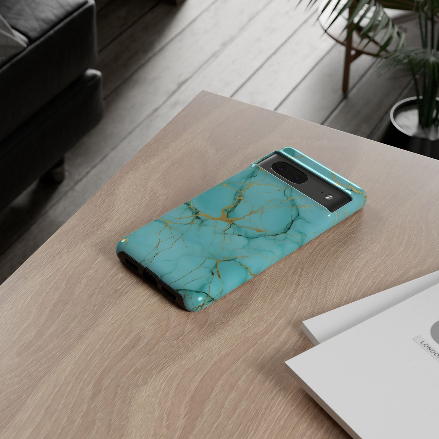 Teal Marble Tough Phone Case