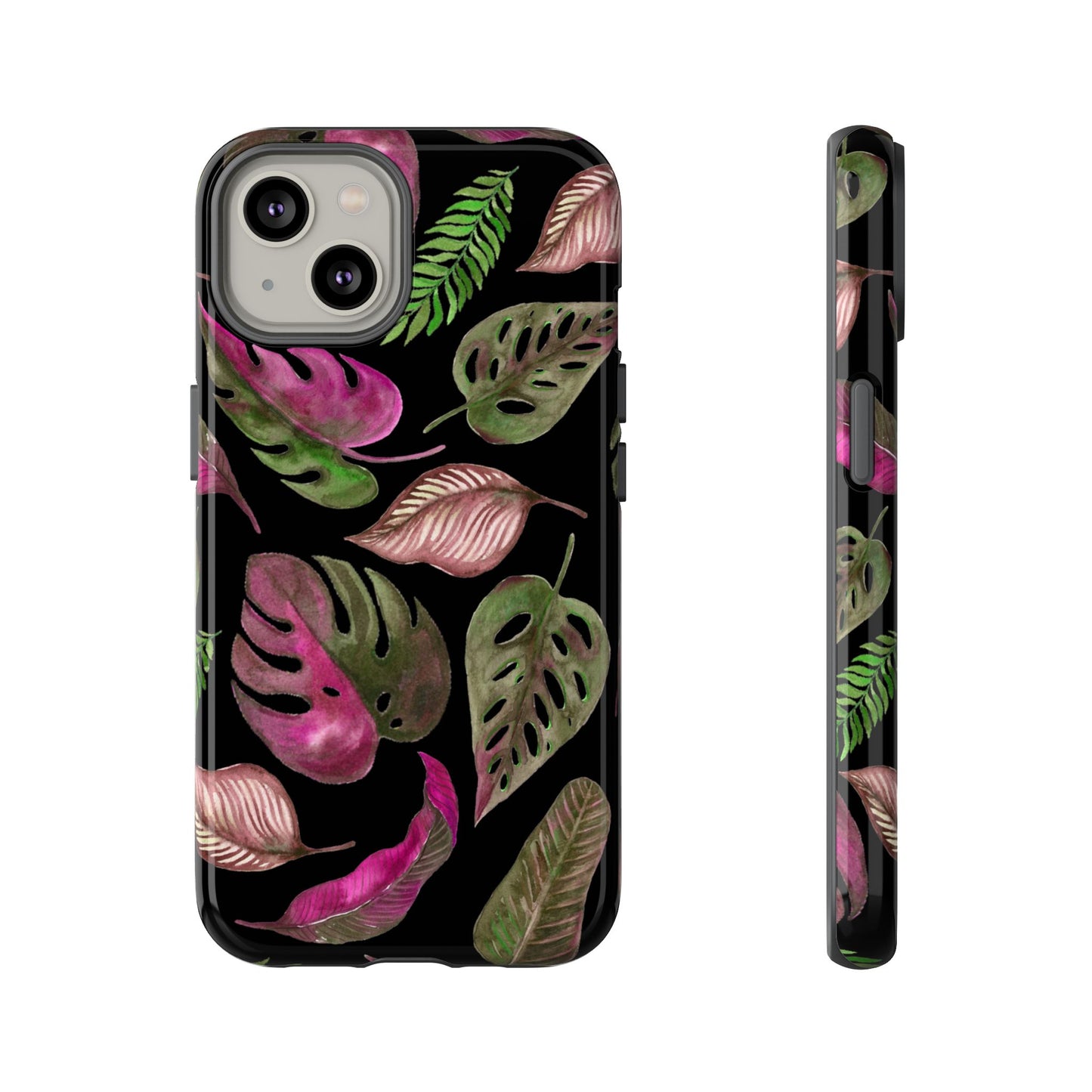 Pink & Black Tropical Leaves - Tough Case