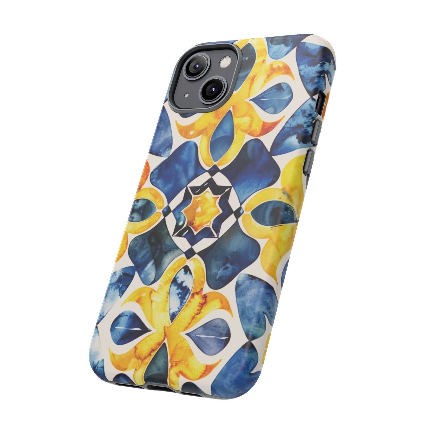 Kaleidoscope Art Phone Case - Bold Blue & Gold Geometric Design | Statement Maker Tough Case