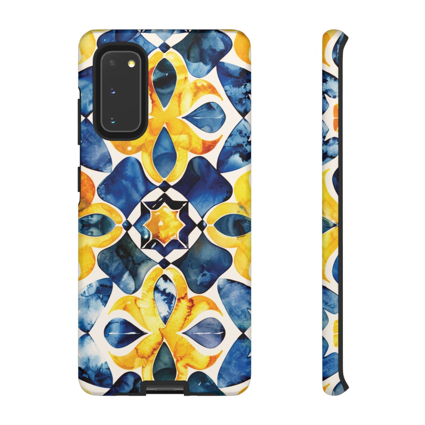Kaleidoscope Art Phone Case - Bold Blue & Gold Geometric Design | Statement Maker Tough Case