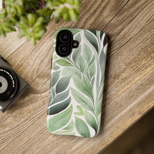 Elegant Botanical Leaves Phone Case | Modern Plant Lover Tough Case