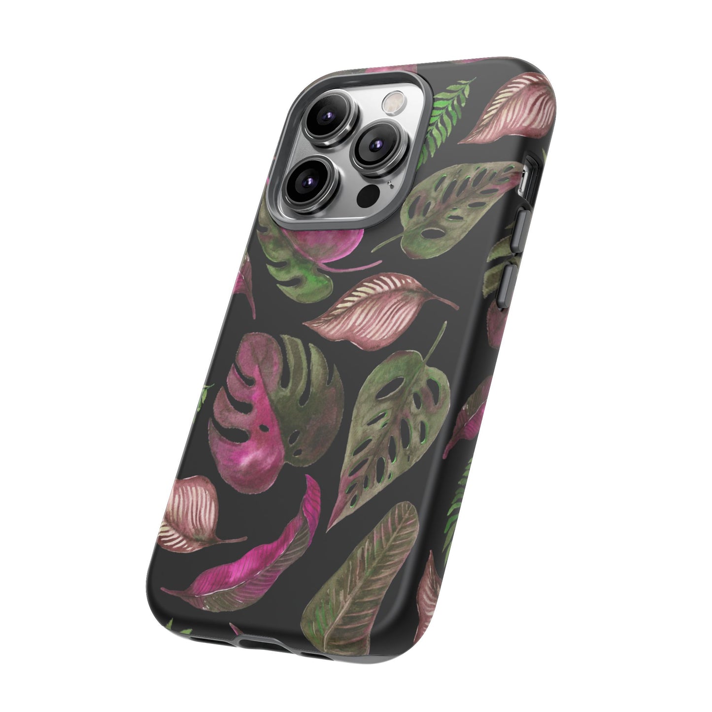 Pink & Black Tropical Leaves - Tough Case