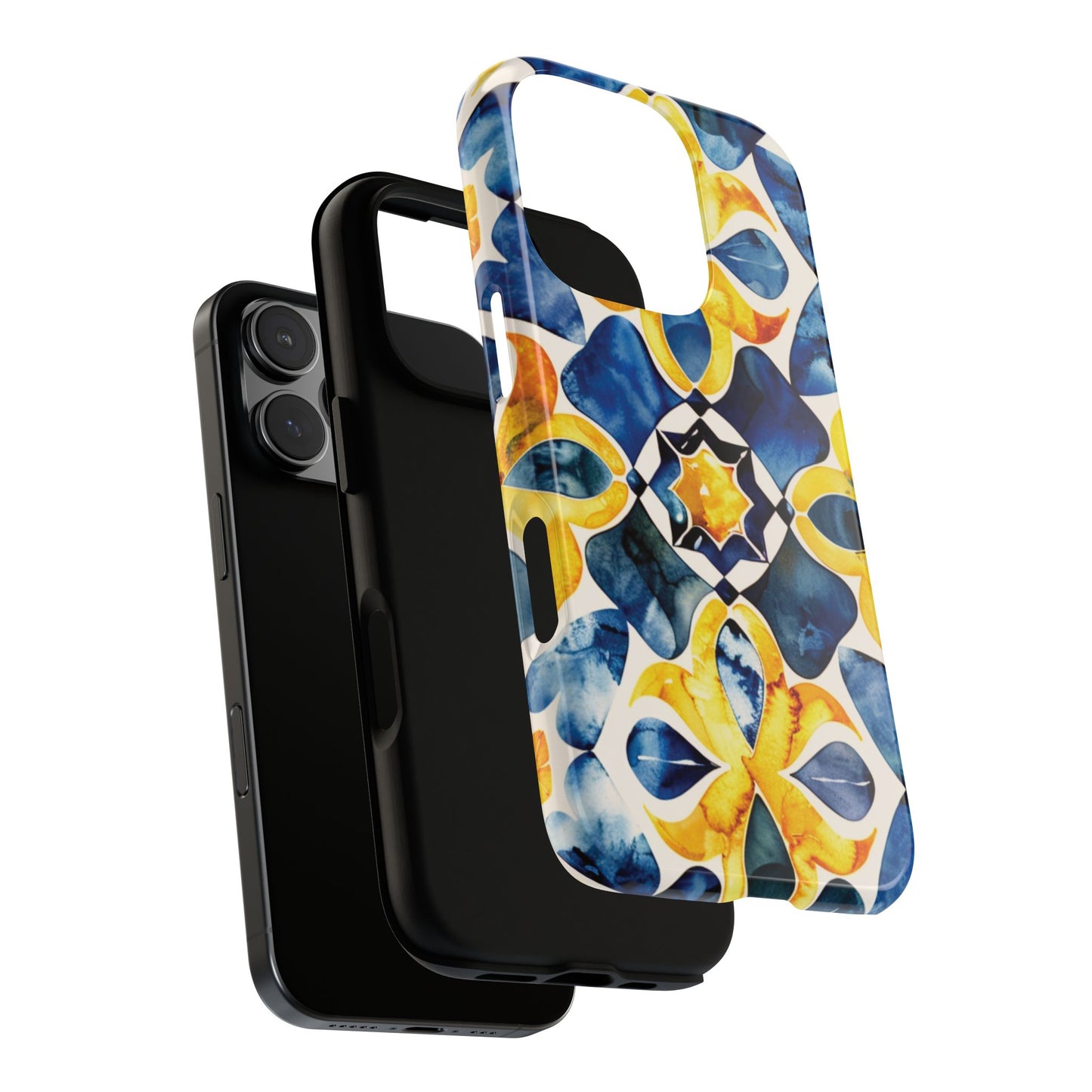 Kaleidoscope Art Phone Case - Bold Blue & Gold Geometric Design | Statement Maker Tough Case