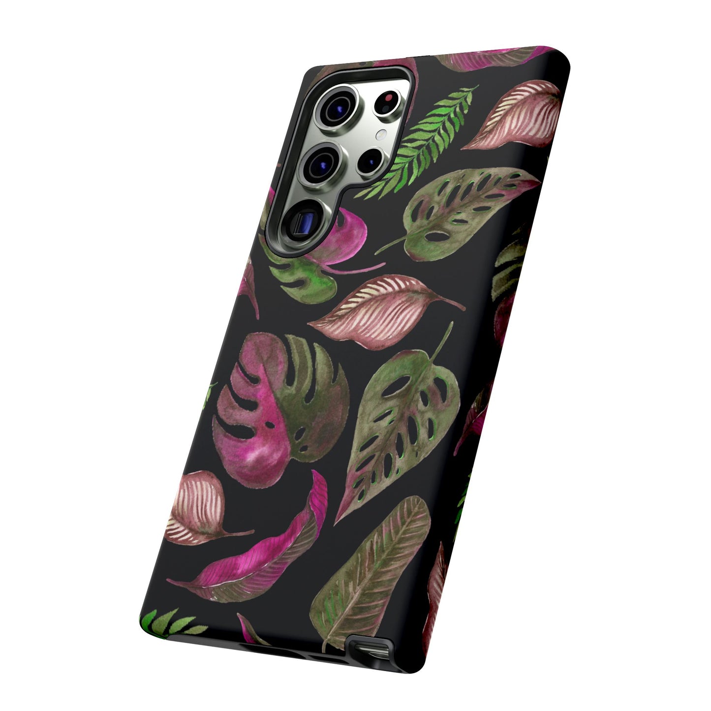 Pink & Black Tropical Leaves - Tough Case