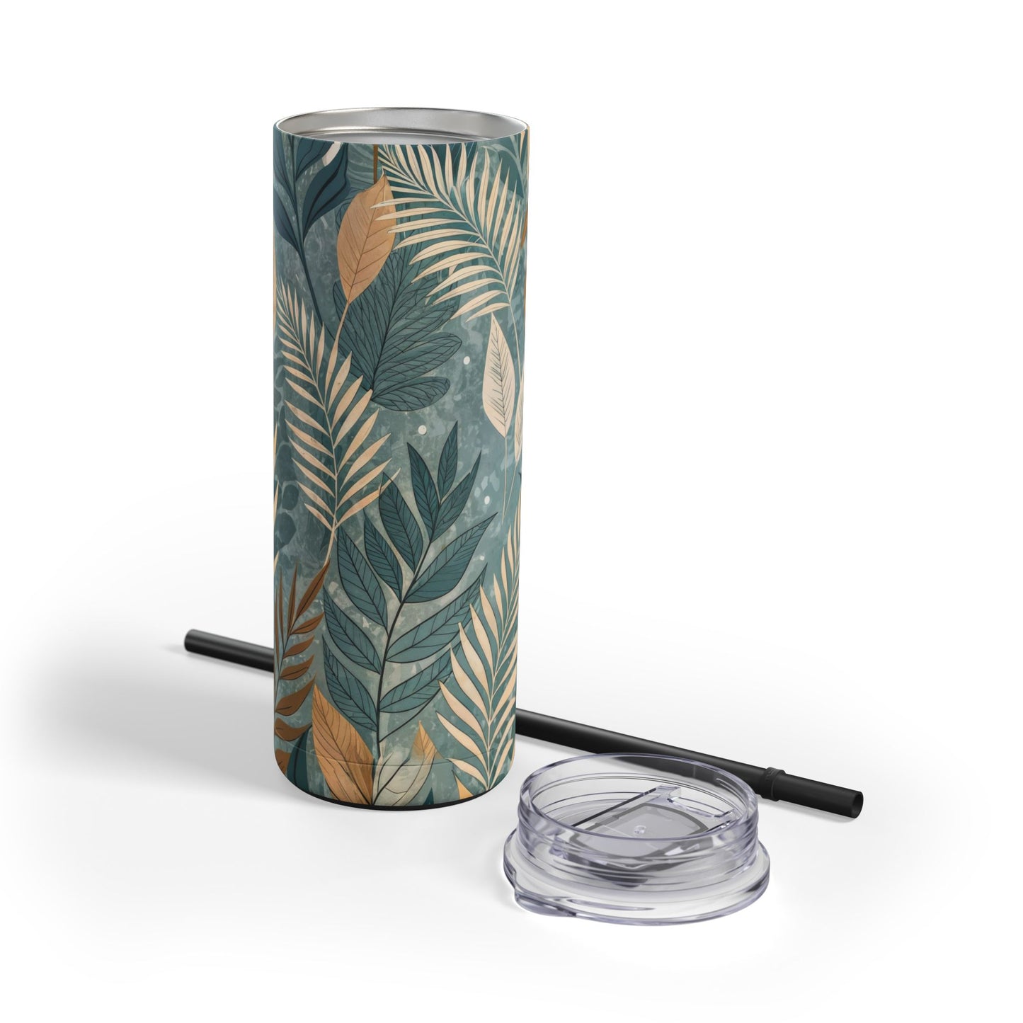Boho Leaves Matte Skinny Tumbler – 20oz Insulated Drinkware with Plant-Lover Style