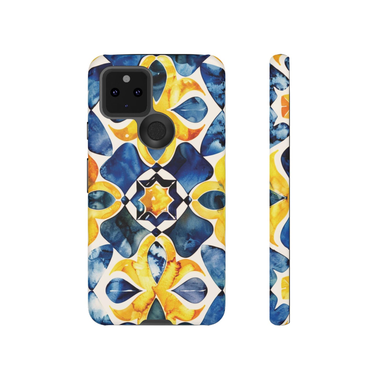 Kaleidoscope Art Phone Case - Bold Blue & Gold Geometric Design | Statement Maker Tough Case