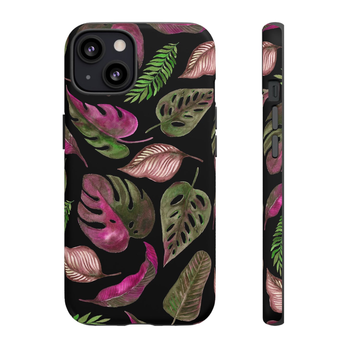 Pink & Black Tropical Leaves - Tough Case