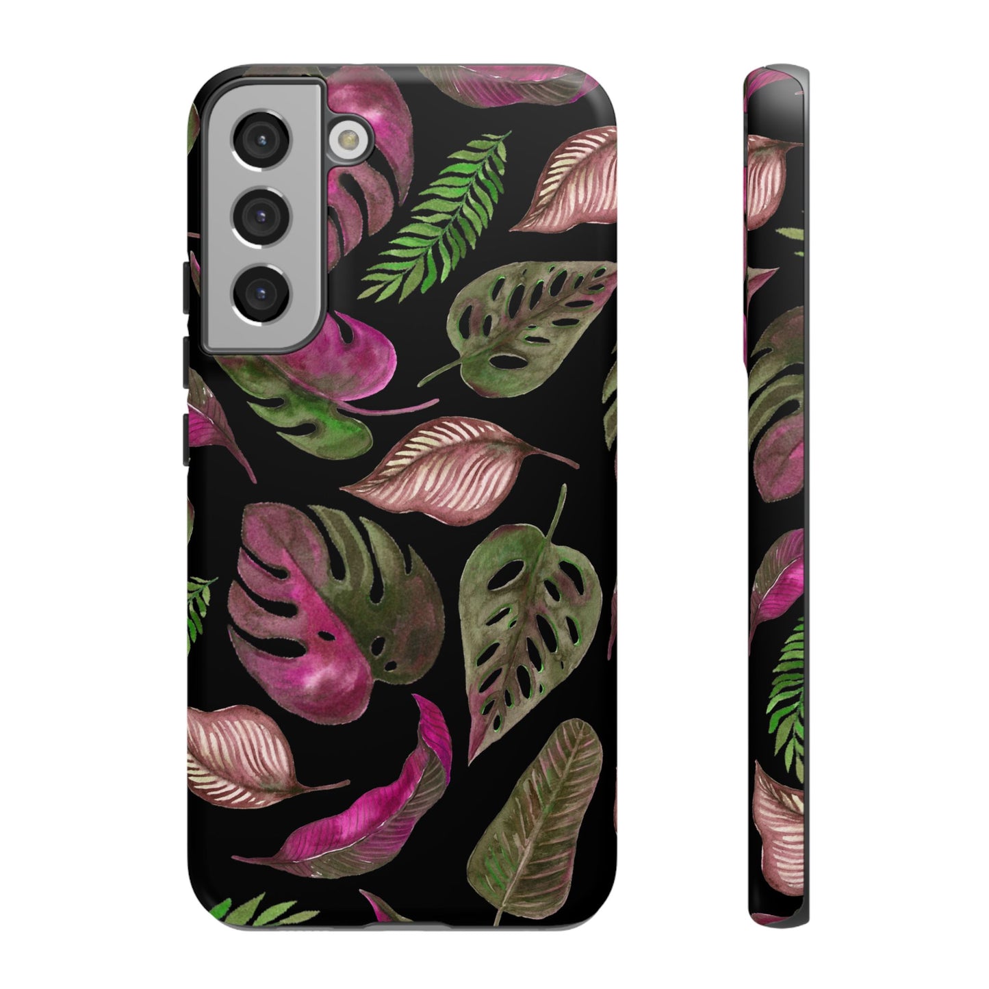 Pink & Black Tropical Leaves - Tough Case