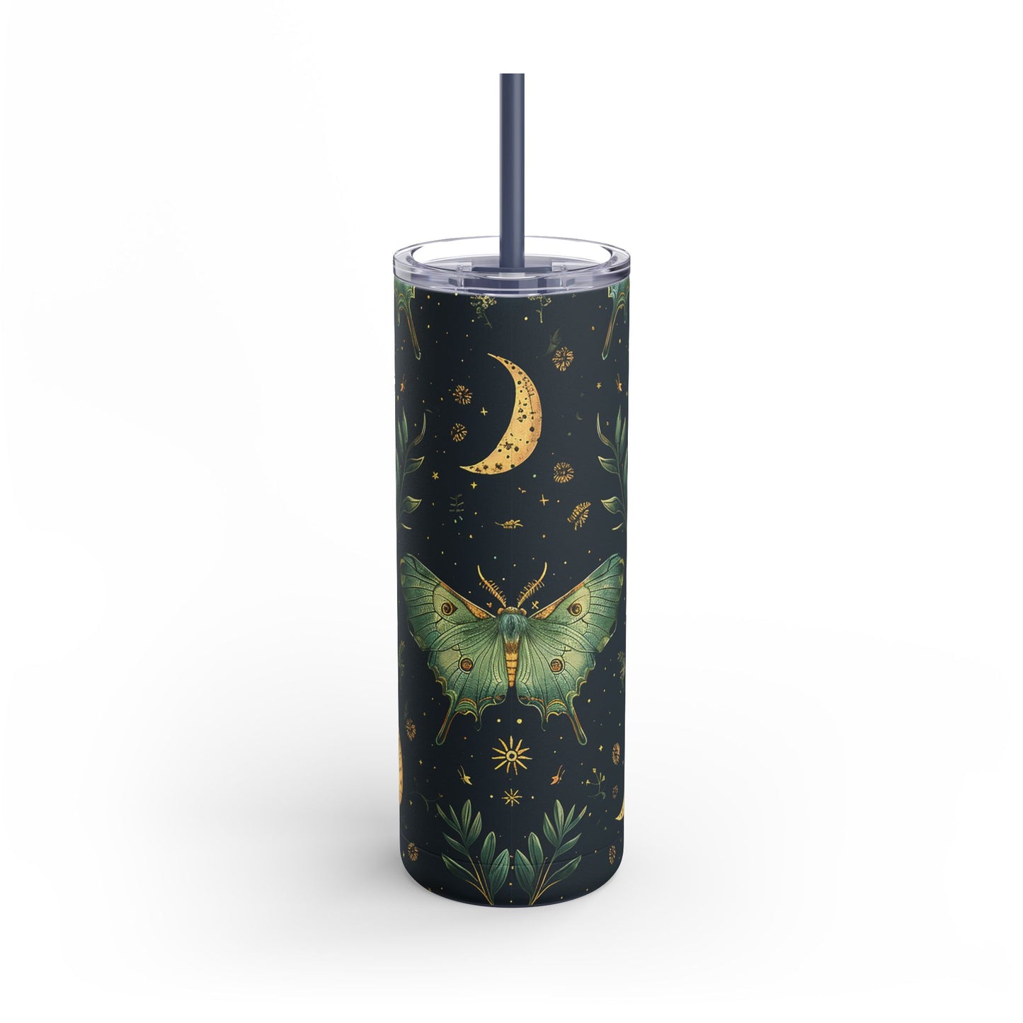 Lunar Moth Matte Skinny Tumbler – 20oz Insulated Drinkware with a Touch of Magic