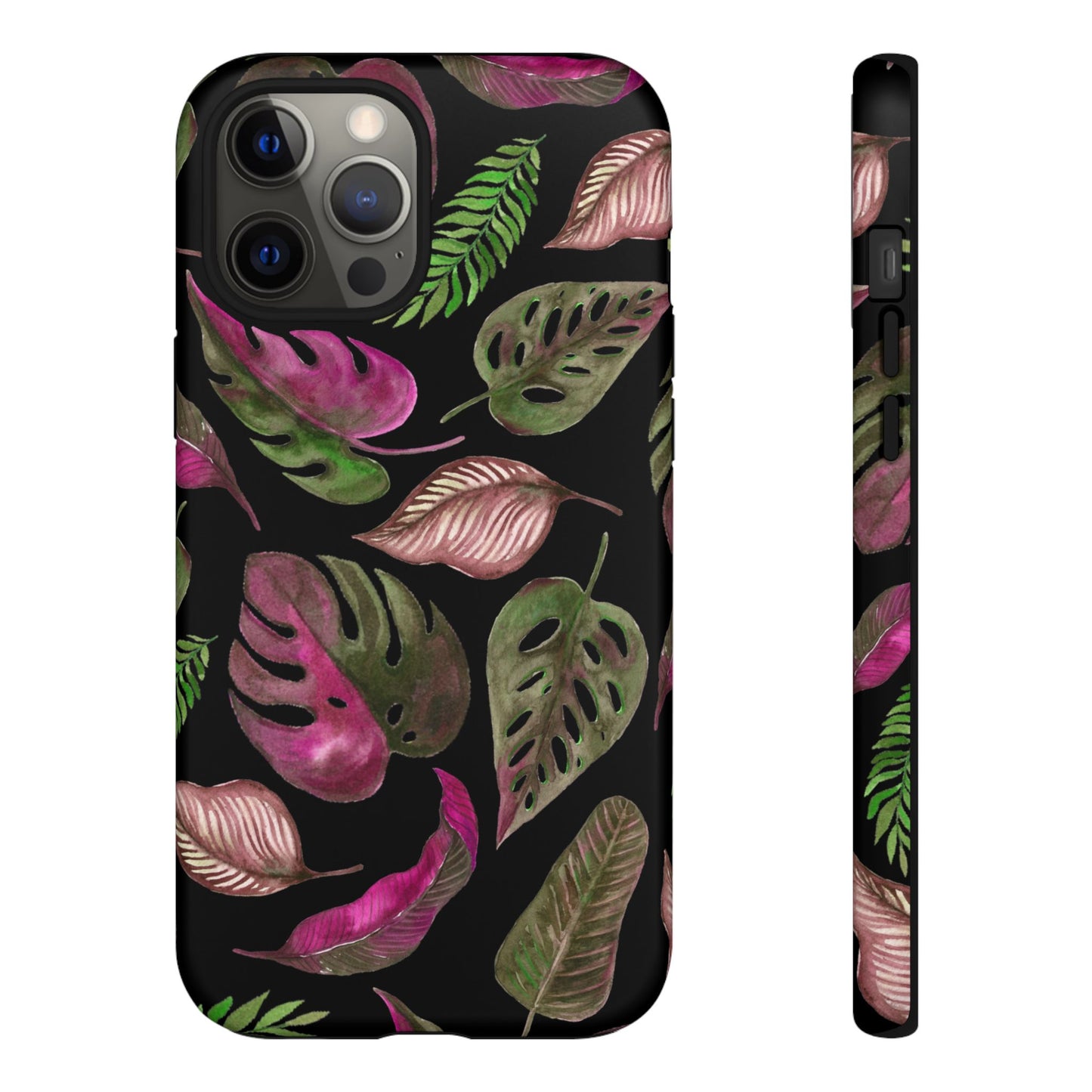 Pink & Black Tropical Leaves - Tough Case