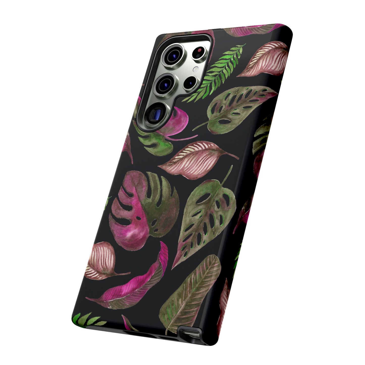 Pink & Black Tropical Leaves - Tough Case