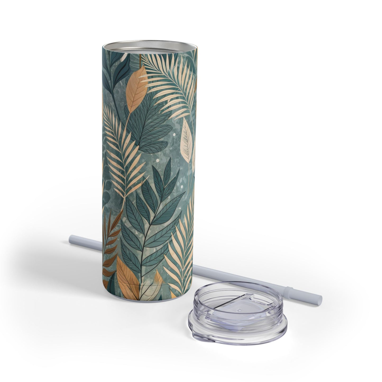 Boho Leaves Matte Skinny Tumbler – 20oz Insulated Drinkware with Plant-Lover Style