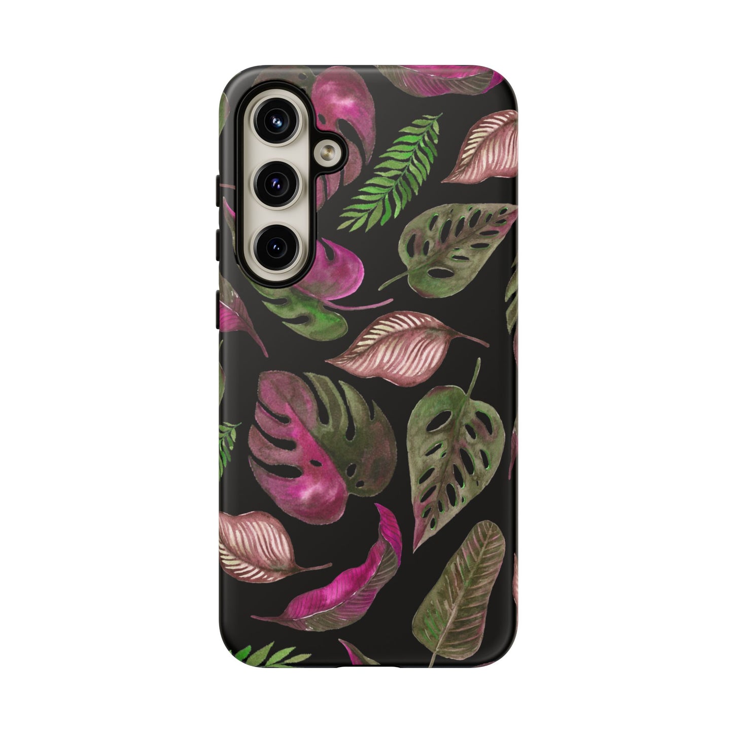 Pink & Black Tropical Leaves - Tough Case