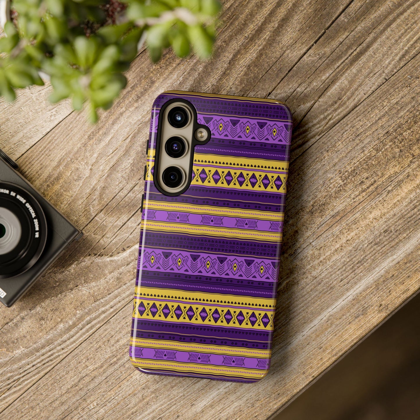Purple & Yellow Stripes - Tough Phone Case